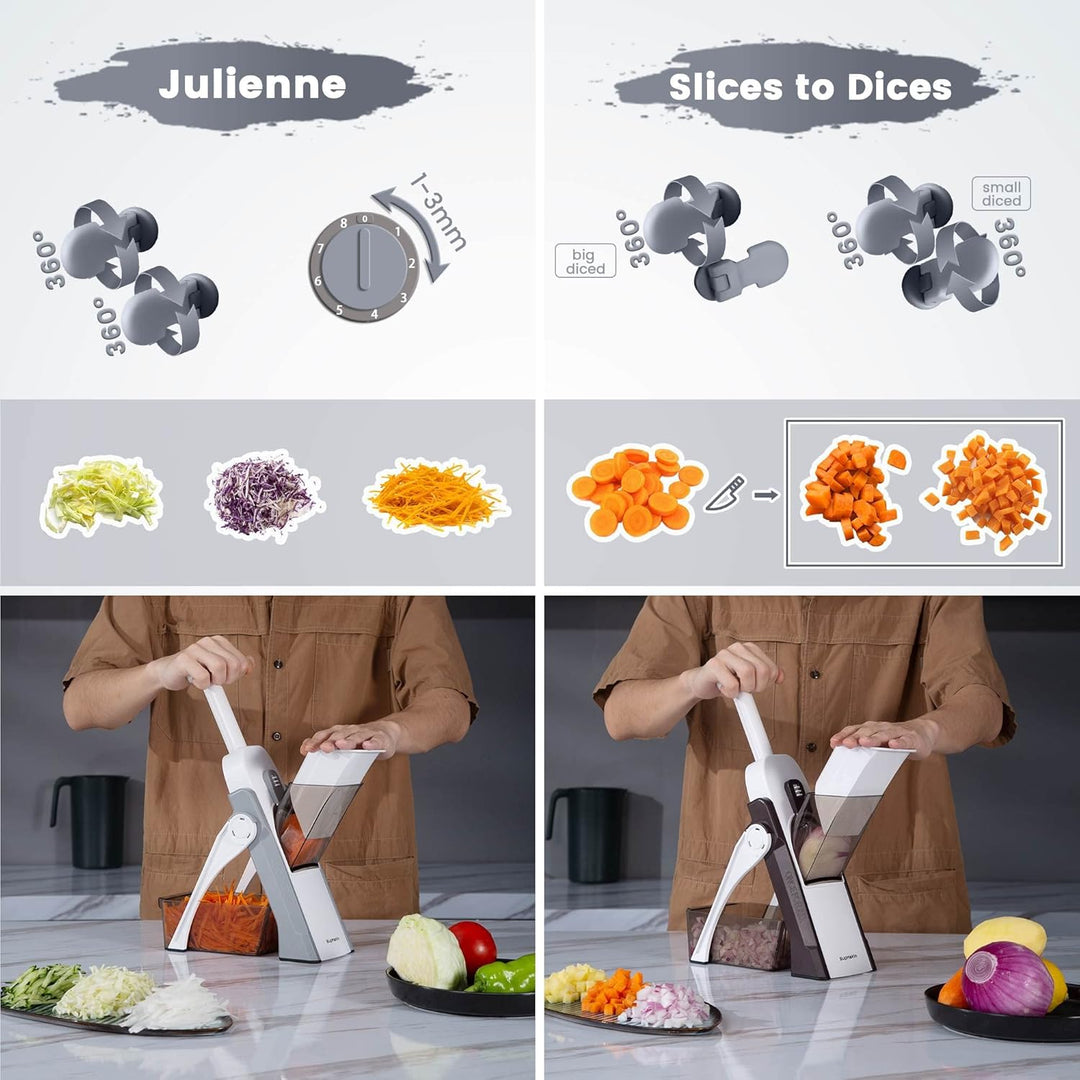 SupMakin Gemüseschneider, Once for All Verstellbar Gemüsehobel Genius Mandoline Vegetable Slicer Kar