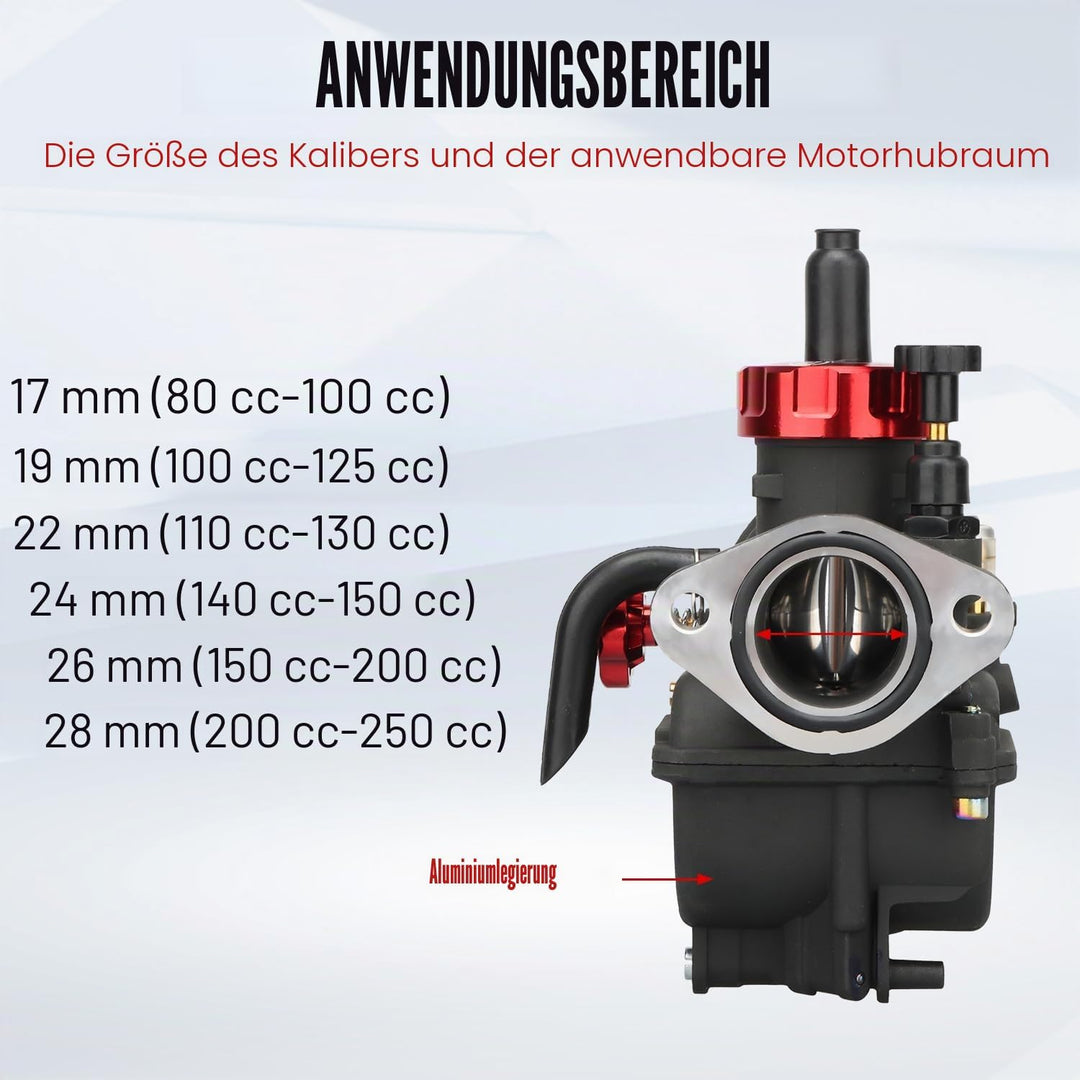 NIBBI PE Vergaser 28mm, Passend für Flansch Motorrad Motor, Ausgestattet Mit Hauptpilotdüse PE-Flans