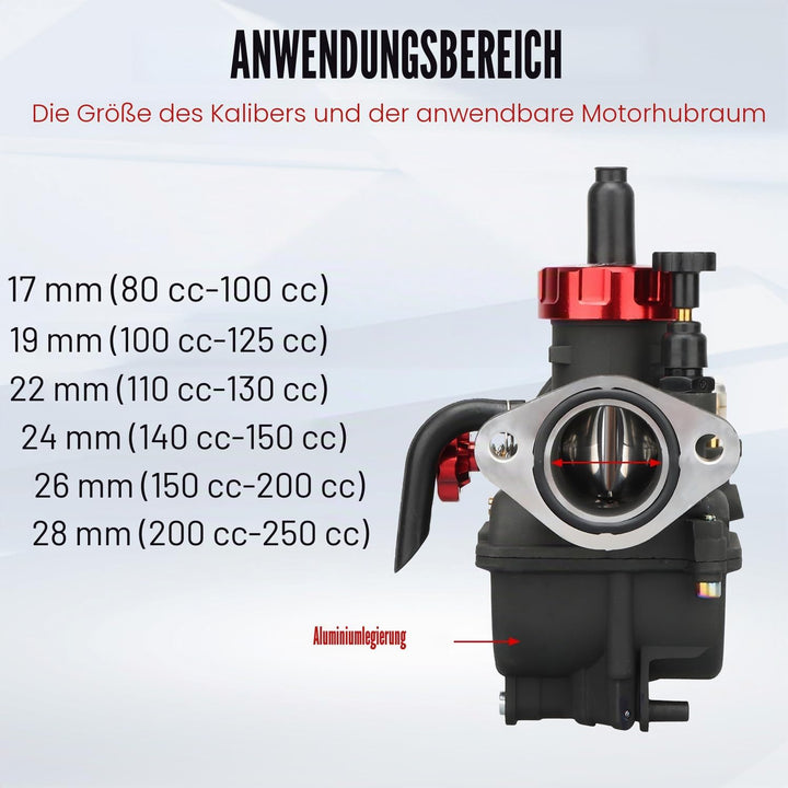 NIBBI PE Vergaser 28mm, Passend für Flansch Motorrad Motor, Ausgestattet Mit Hauptpilotdüse PE-Flans