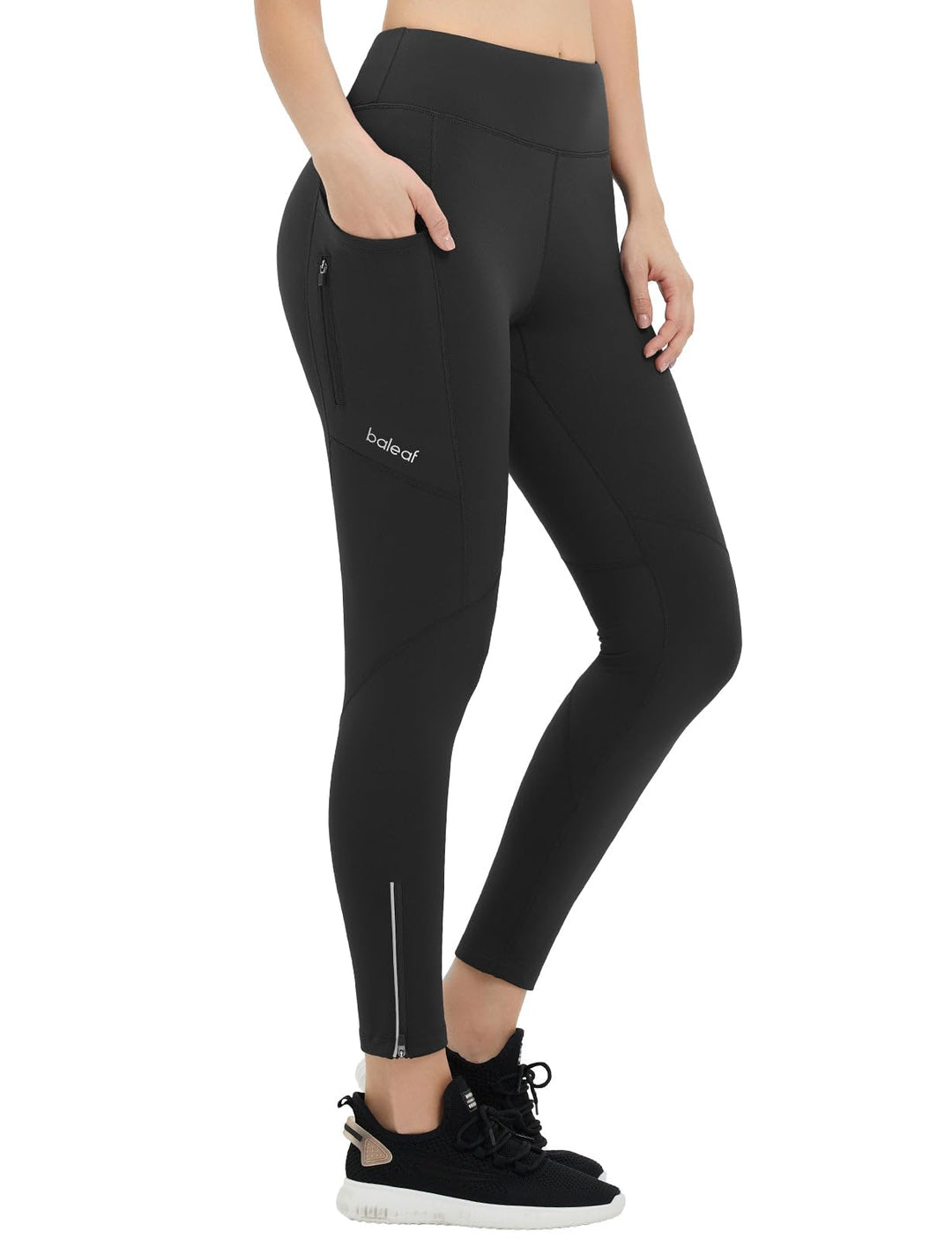 baleaf Thermoleggings Winter Damen Fahrradhose Lang mit Reissverschluss Warm Gefüttert Jogginghose R