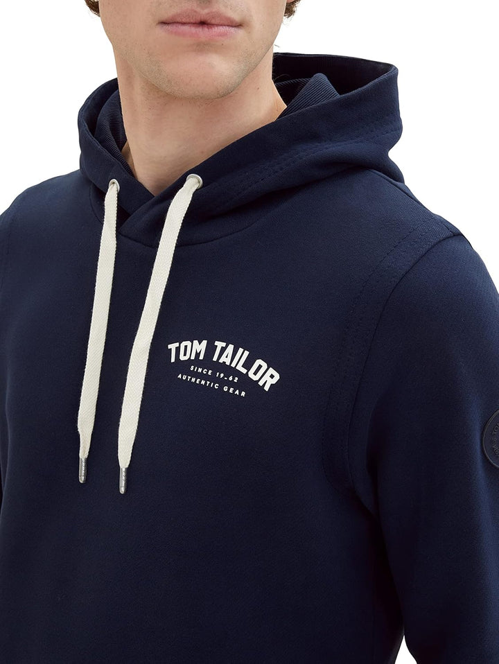 TOM TAILOR Herren Sweatshirt Hoodie mit Logo-Print S 10668 - Sky Captain Blue, S 10668 - Sky Captain