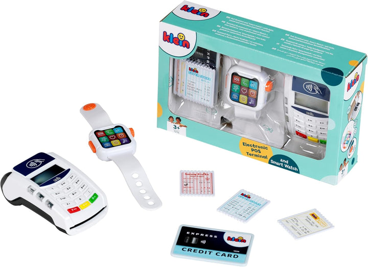 Theo Klein 7276 PoS Terminal und Smart Watch Interaktives Spielzeug mit Licht, Sound und kontaktlose
