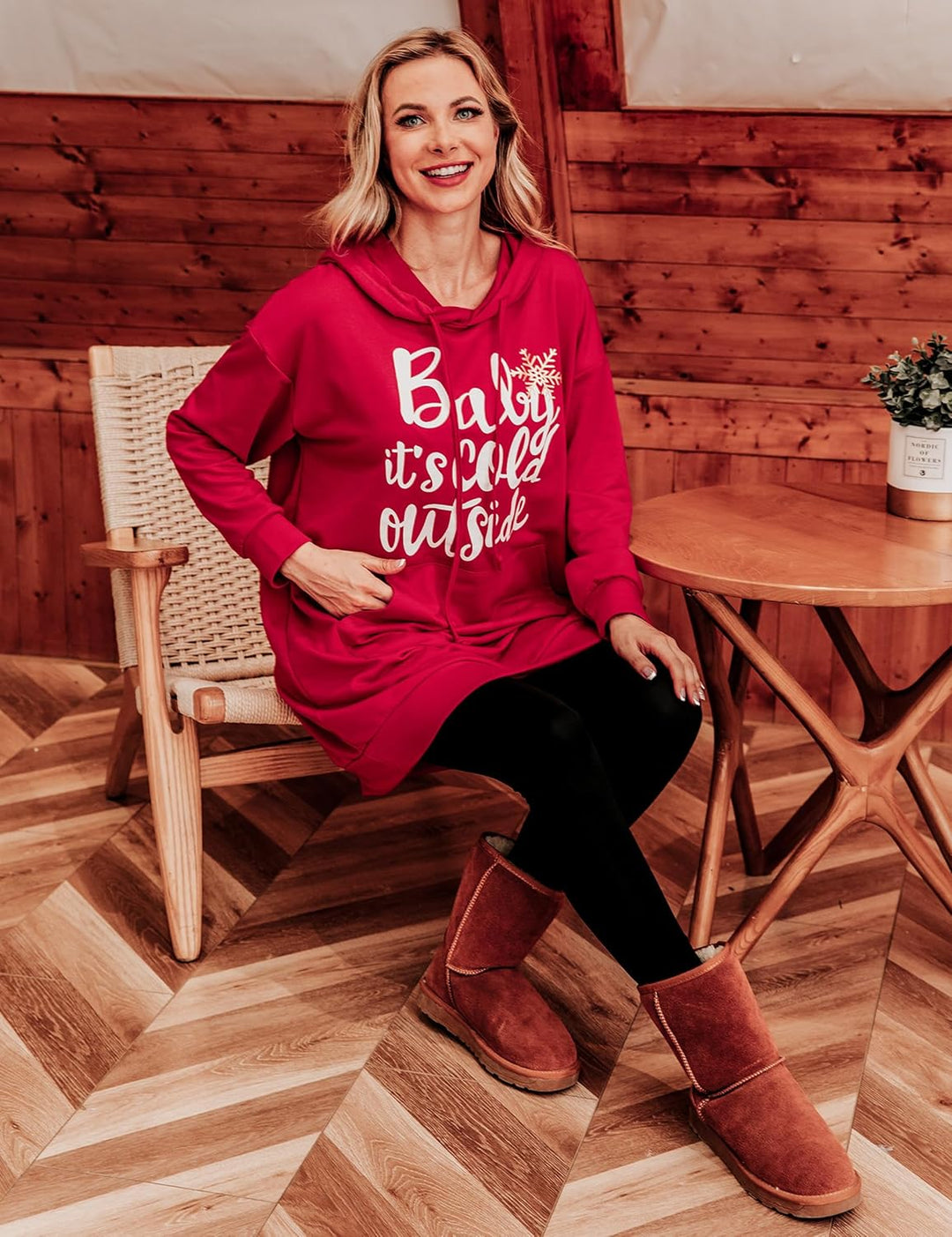 Migcaput Damen Hoodie Langarm Sweatshirts mit Kapuze Kapuzenpullover Lang Kleid Sweatkleid Casual Mi