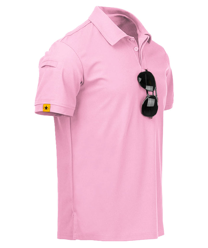 geeksport Poloshirt Herren Golf Kurzarm Freizeit Sport Polo Tennis Tshirts mit Brillenhalter Knopfle