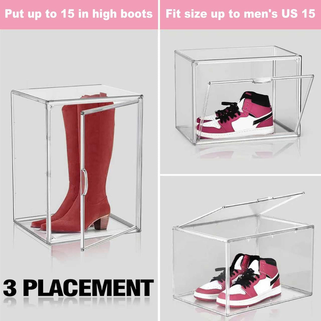 Stapelbare hohe Stiefel Schuh Aufbewahrung Boxen, Acryl Display Case Transparent Plastik Stapelbare