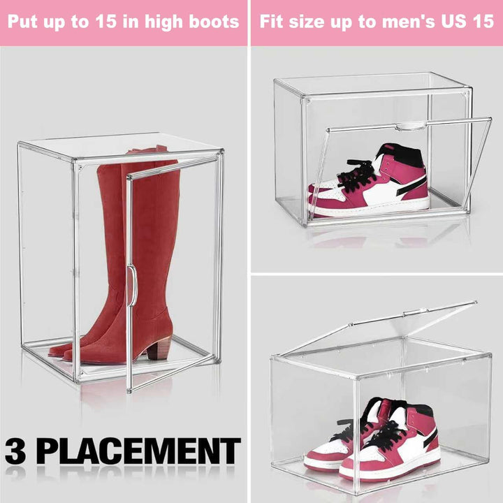 Stapelbare hohe Stiefel Schuh Aufbewahrung Boxen, Acryl Display Case Transparent Plastik Stapelbare
