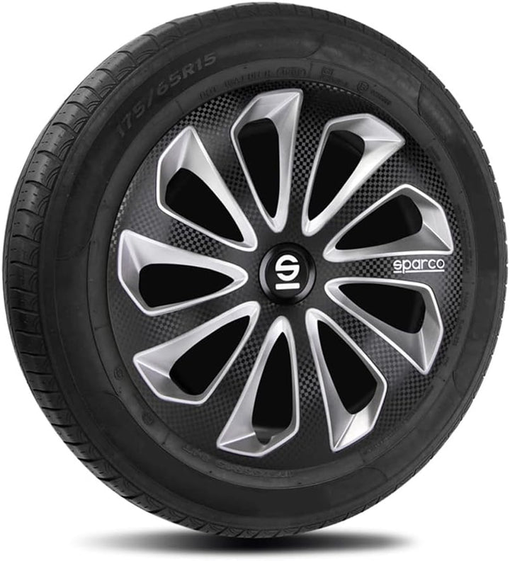 Satz Sparco Radzierblenden Sicilia 13-Zoll Schwarz/Silber/Karbon
