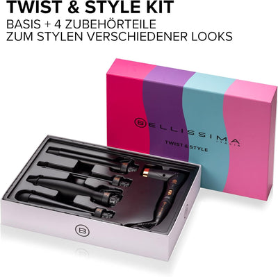 Bellissima Twist & Style, Lockenstab, Griff + 4 Zubehörteile für Locken und Wellen, automatische Tem