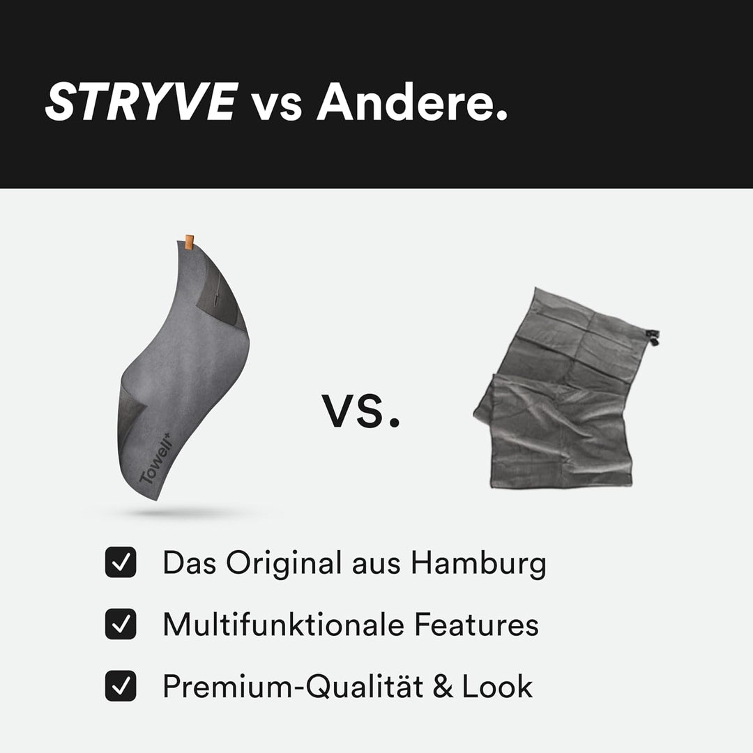 STRYVE Fitness Handtuch – Towell Plus Original aus DHDL – Mit Magnet und Reissverschluss Tasche - Fi