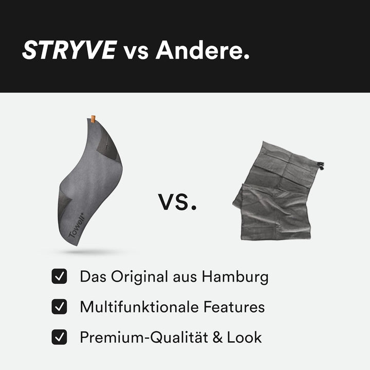 STRYVE Fitness Handtuch – Towell Plus Original aus DHDL – Mit Magnet und Reissverschluss Tasche - Fi