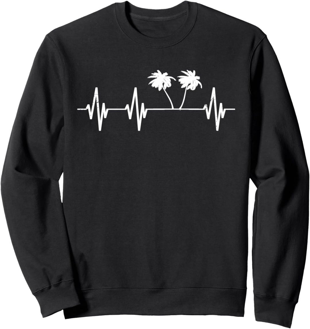 Palmen Urlaub Herzschlag Urlauber Insel Sonne Herzlinie Sweatshirt