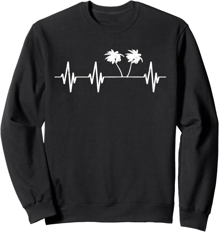 Palmen Urlaub Herzschlag Urlauber Insel Sonne Herzlinie Sweatshirt
