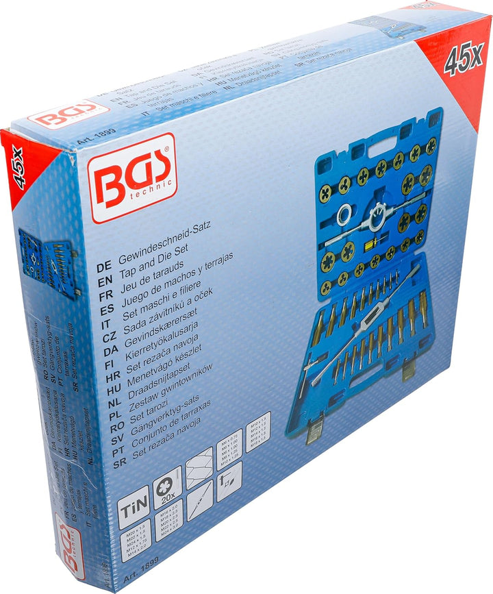 BGS 1899 | Gewindeschneid-Satz | 45-tlg. | Tin-beschichtet | M6 - M24 | metrisch | inkl.Kunststoff-K