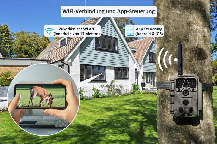 Meidase P100 (2022) Wildkamera WLAN mit App 32MP H.264 1296P, 27m Infrarot Nachtsicht Bewegungsmelde