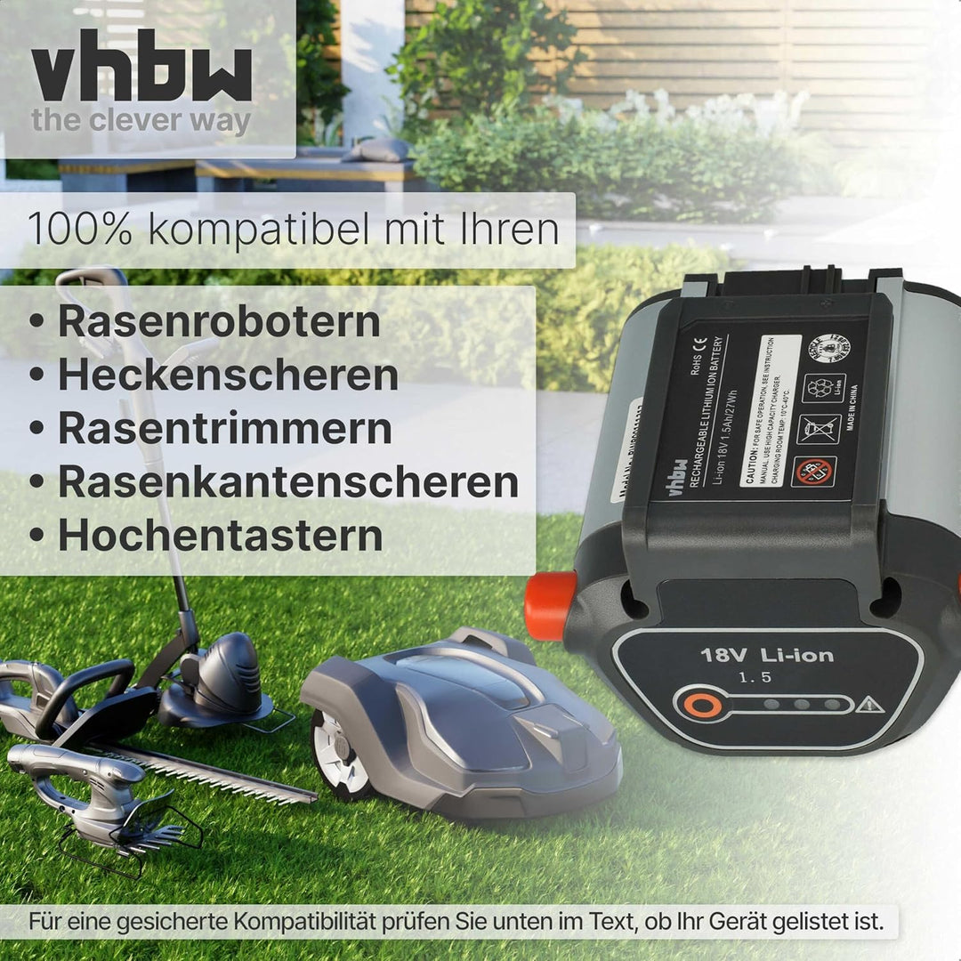 vhbw Akku kompatibel mit Gardena Akku-Trimmer ComfortCut Li-18/23 R (9825-20) Akku-Rasentrimmer Ersa