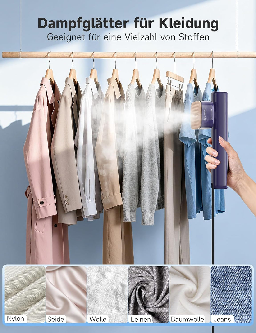 Sundu Dampfglätter, 1200W Steamer, Reisedampfglätter mit LED-Anzeige, Touch-Bedienung, Tragbarem Min