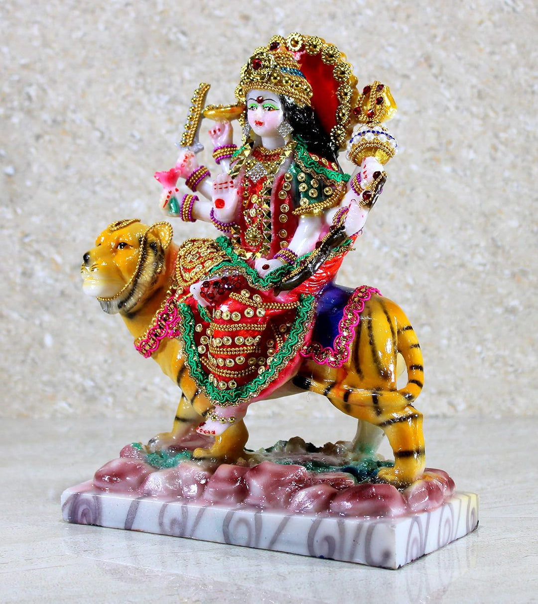 Esplanade Harz Maa Durga MATA Rani Murti Idol Statue Skulptur für Zuhause Mandir – Mehrfarbig (25,4
