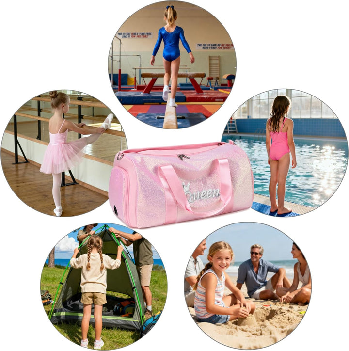 Kimwadalh Sporttasche für Mädchen, Kinder, Tanztasche, Wochenendtasche, Kinder, Reisetasche, Mädchen