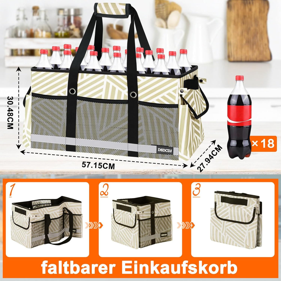 DSDCDJ 48L Einkaufskorb Faltbar mit Leuchtstreifen – Korb Einkaufen mit Verstärktem Boden – Einkaufs