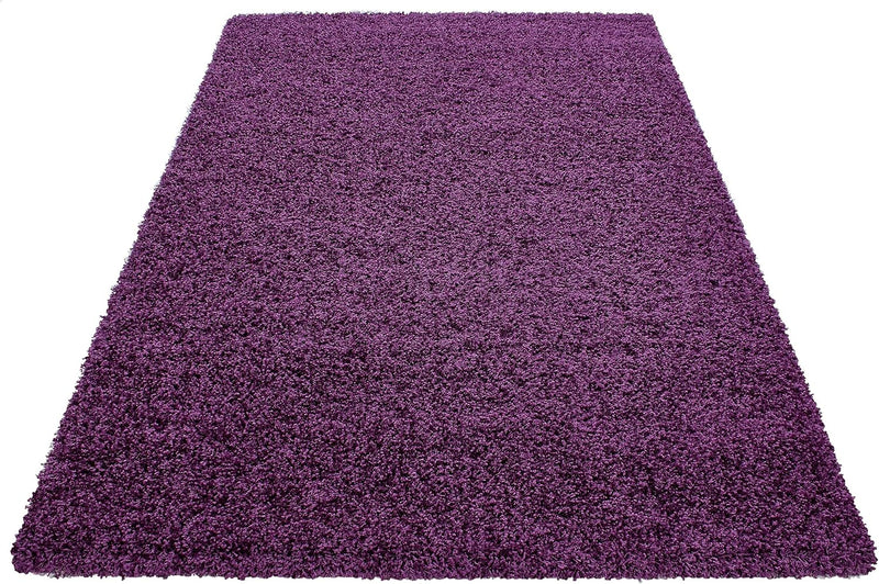 HomebyHome Shaggy Teppich Wohnzimmer Flauschiger Teppich 80 x 150 cm Läufer Flur Lila Einfarbig - Ho