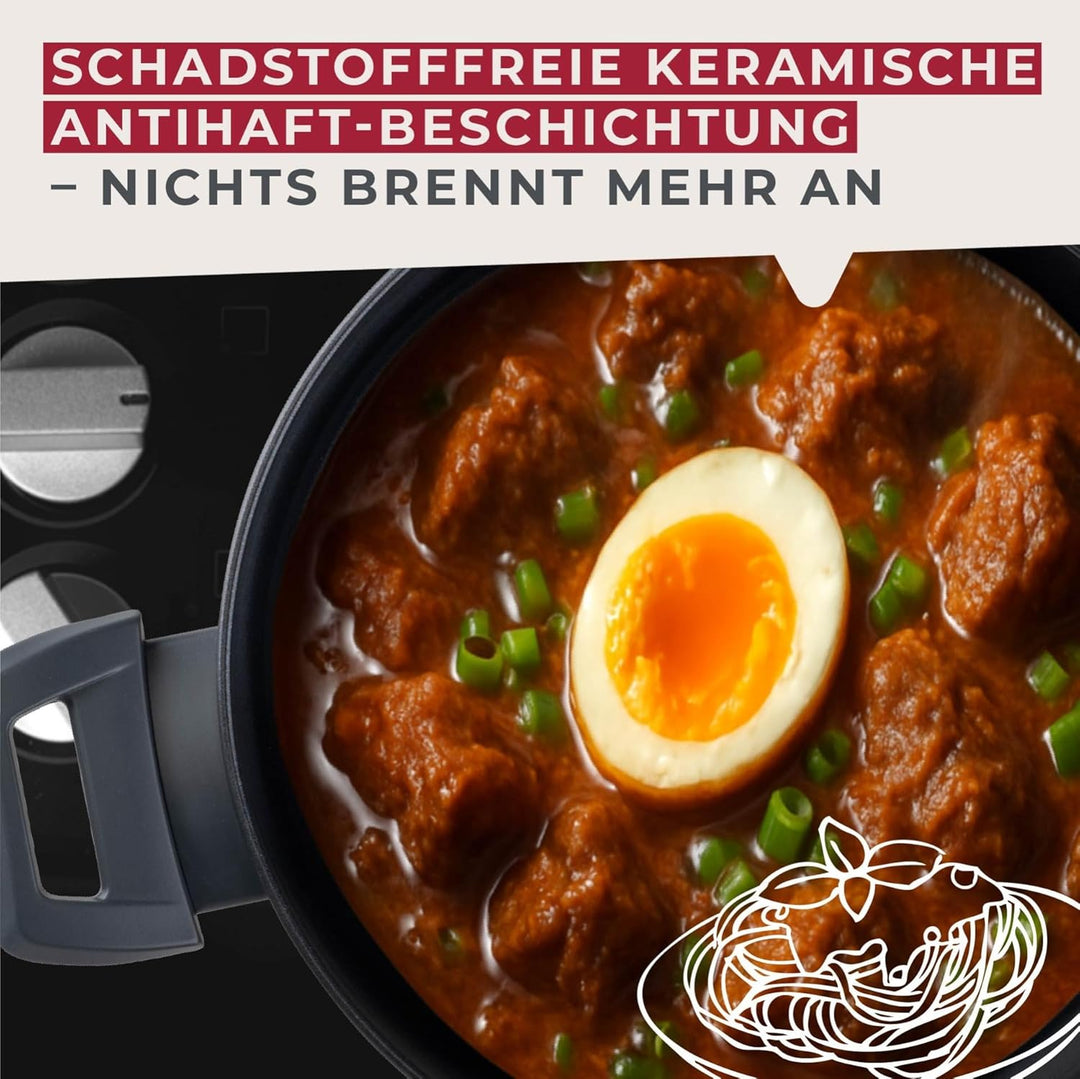 Fackelmann Kochtopf-Set mit Deckel – Ø 20 & 24 cm, Aus recyceltem Aluminium und Greblon CK2 Keramikb