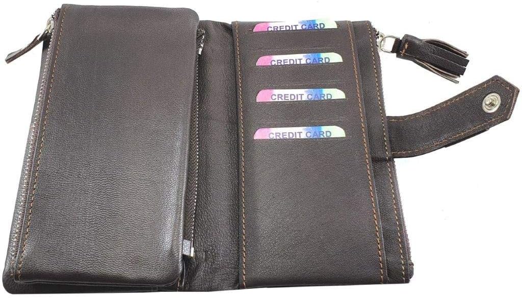 Victor Line Damen-Geldbörse aus Leder, Luigi Benetton, bunt, modisch, teilbar in zwei Brieftaschen.,