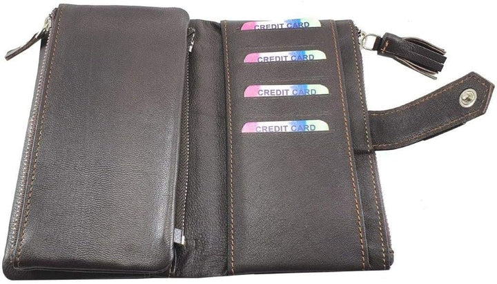 Victor Line Damen-Geldbörse aus Leder, Luigi Benetton, bunt, modisch, teilbar in zwei Brieftaschen.,