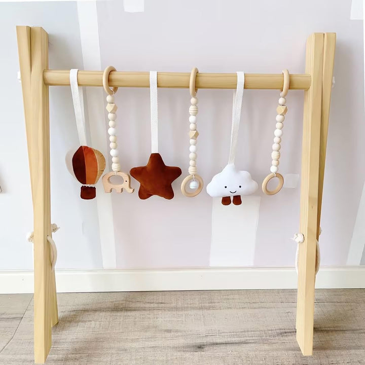 Caudblor Spieltrapez Holz Babyspielzeug Puzzle Gym inkl. Anhänger Babygymnastik aktiv Spielzeug Baby