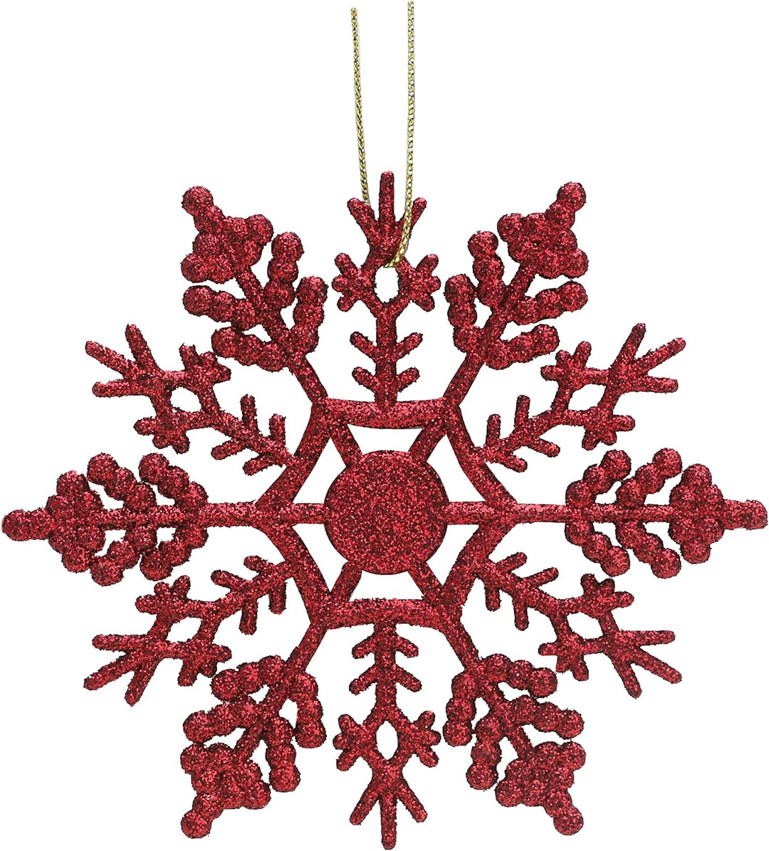 Packung mit 12-10 cm Glitter Schneeflocke zum Aufhängen - Weihnachtsschmuck… (Rioja Rot), Rioja Rot