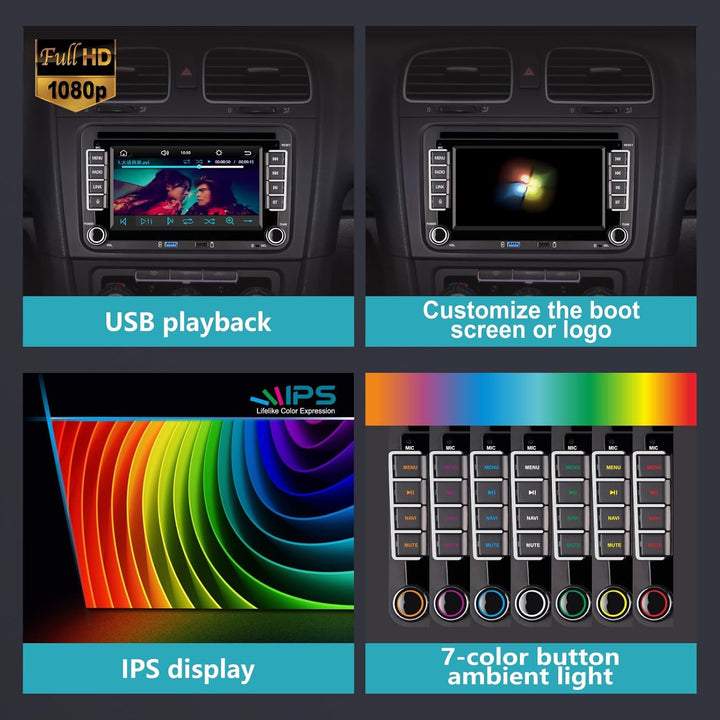 Autoradio für VW Polo Golf 5 6 Passat Tiguan mit Linux System IPS Display,Integriertes Wireless CarP