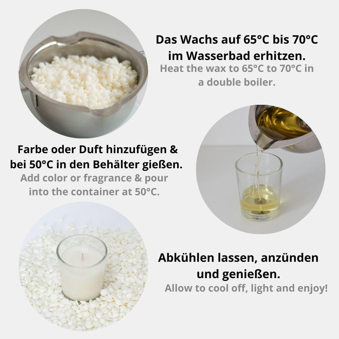 DistrEbution Rapswachs Kerawax 4170 für Behälterkerzen 10kg Kerzenwachs zu giessen