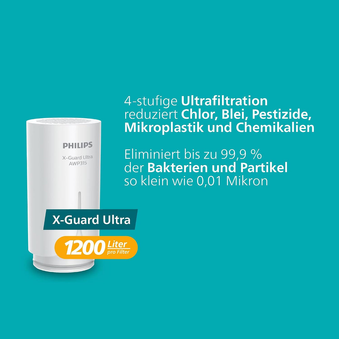 Philips AWP3754 X-Guard On Tap Wasser-Filter, Trinkwasser-Filter für Wasserhähne, Ultrafiltration, U