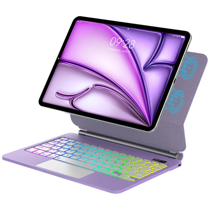 JADEMALL Magic Keyboard für iPad Air 11“ (M3 2025/M2 2024) – Mit 7-Farben RGB Beleuchtung, Präzision