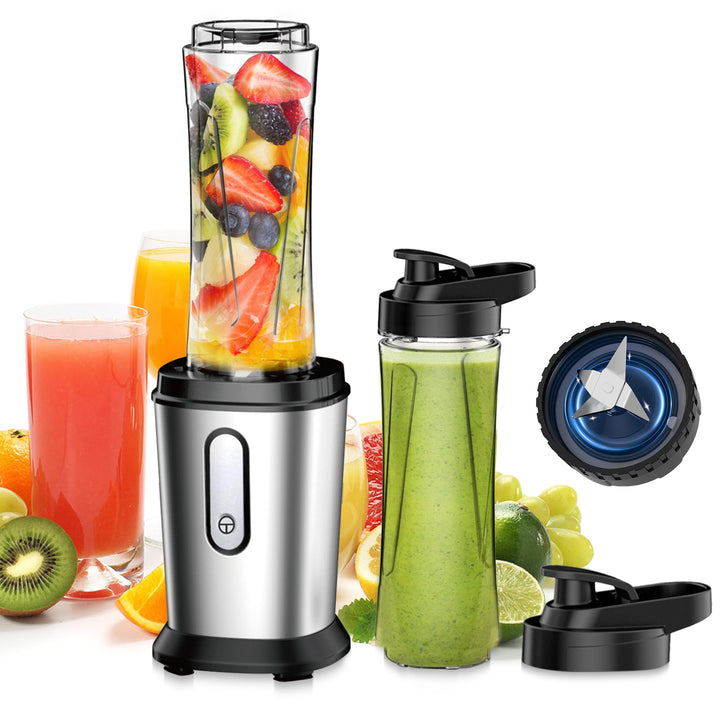 Mixer, Smoothie Maker, 500W Standmixer Mini Mixer Smoothie Maker mit 2x600ml Smoothie Flaschen BPA f