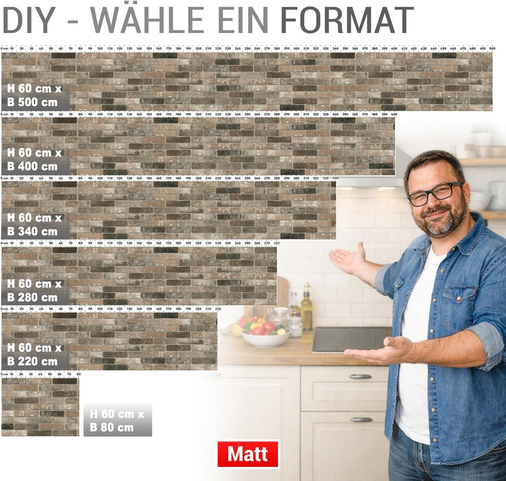 StickerProfis Küchenrückwand selbstklebend Glasoptik - LOFT Brown - 1.8mm, Versteift, alle Untergrün