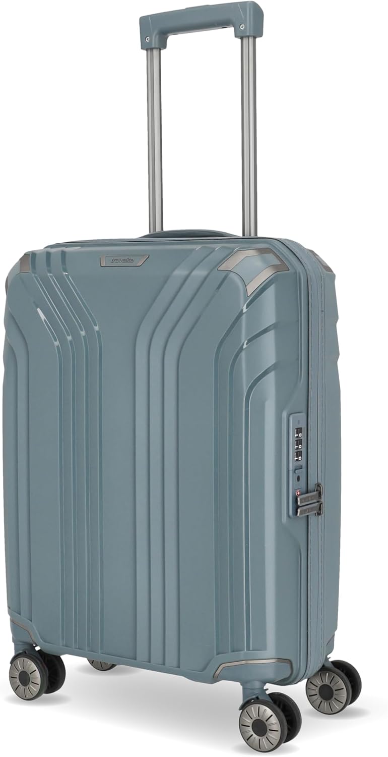 Travelite 4 Rad Handgepäck Koffer Hartschalen, nachhaltig, ELVAA, Boardtrolley mit recyceltem Innenf