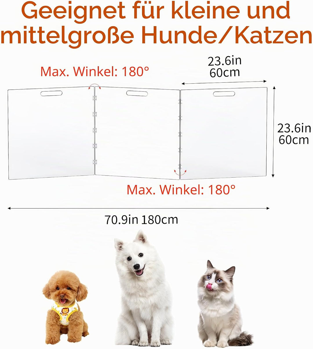 Acryl Hundegitter, Absperrgitter Hund, welpengitter Hund, Treppenschutzgitter ohne Bohren, absperrun