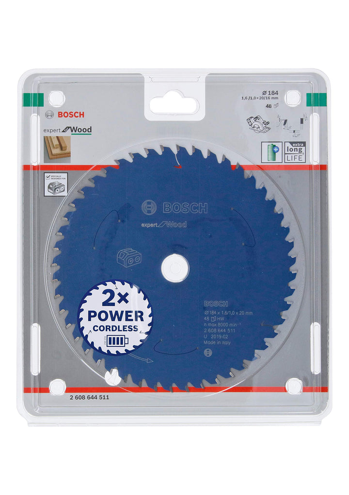 Bosch Accessories 1x Kreissägeblatt Expert for Wood (Holz, Sägeblatt Ø 184 x 20 x 1,6 mm, 48 Zähne,