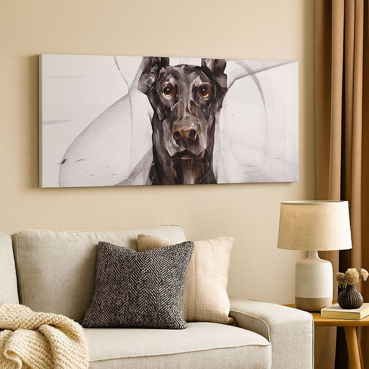 Panorama Bilder auf Leinwand Hund Abstraktion Leinwandbild mit Rahmen 90x30cm Wandbilder Dekoration