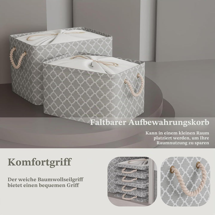 OUTBROS Grosser Aufbewahrungskorb, 34 x 24 x 20 cm Stoff Aufbewahrungsbox mit Kordelzug und Griff, f