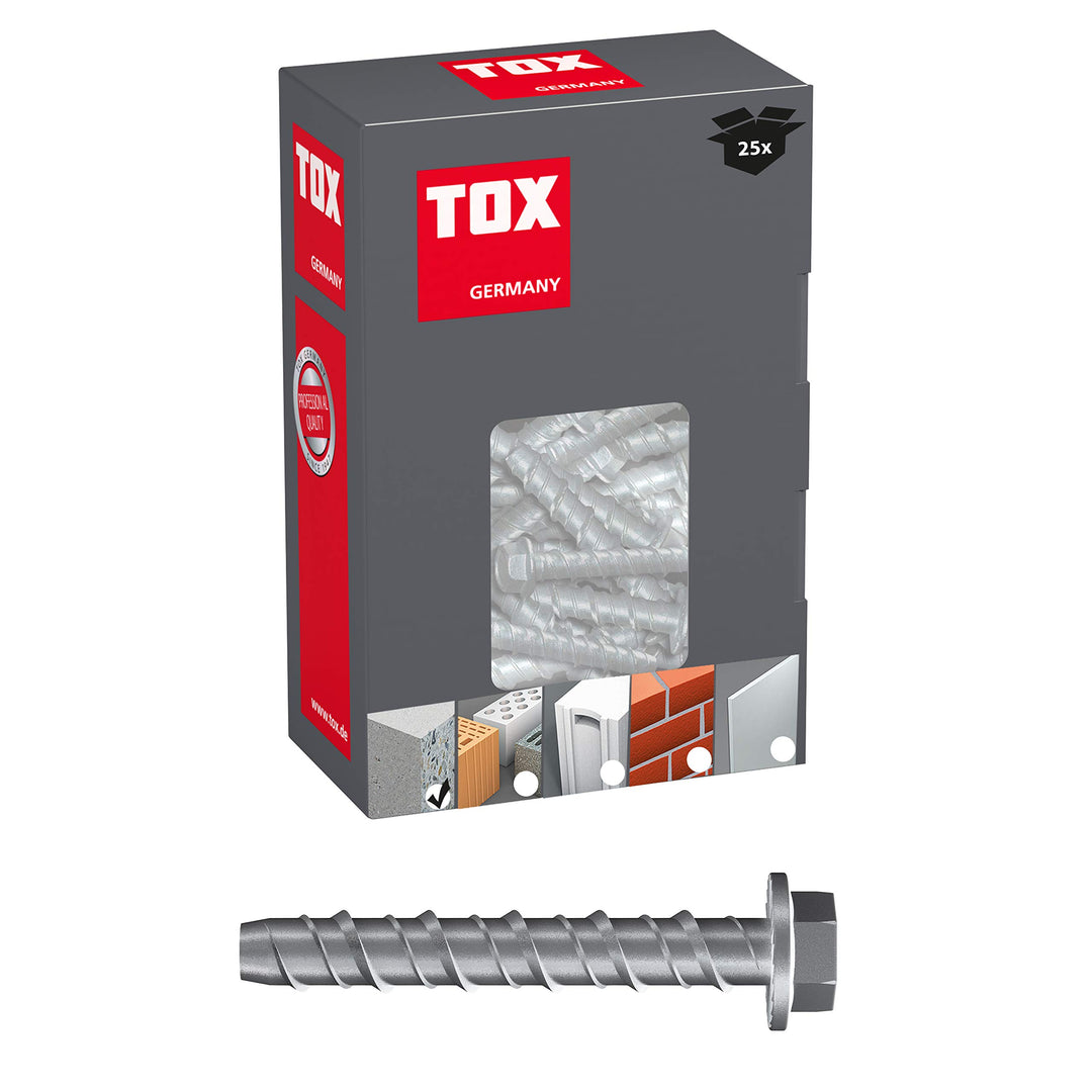 TOX 41101081 Karton Betonschraube Sumo Pro 1, 10x60 mm, 25 Stück, 041101081, Silberfarben, M10X60 mm