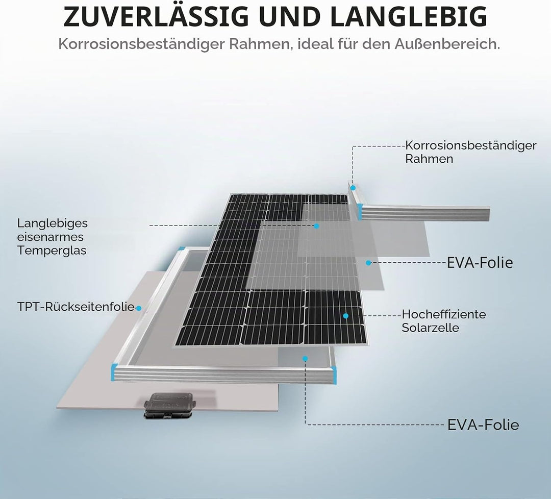 Renogy 12V 1kwh Solaranlage, Inselanlage Solar Set mit 200W 12V Monokristallin Solarmodul, 30A Solar