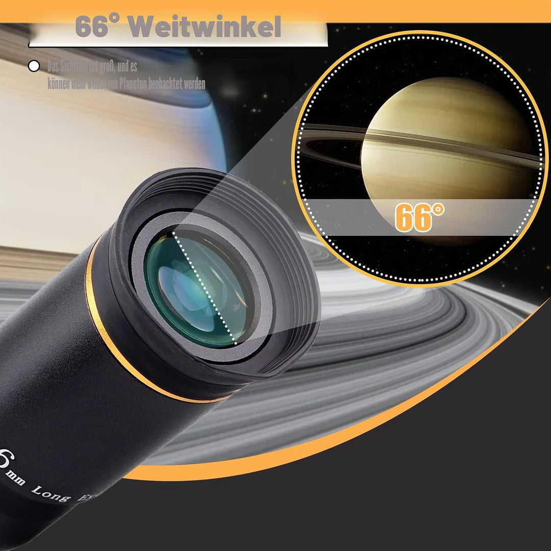 Svbony Teleskop Okular, 1,25” 6mm Okular 66° Ultra Weitwinkel Angenehmes Sichtfeld Linse, Planeten S