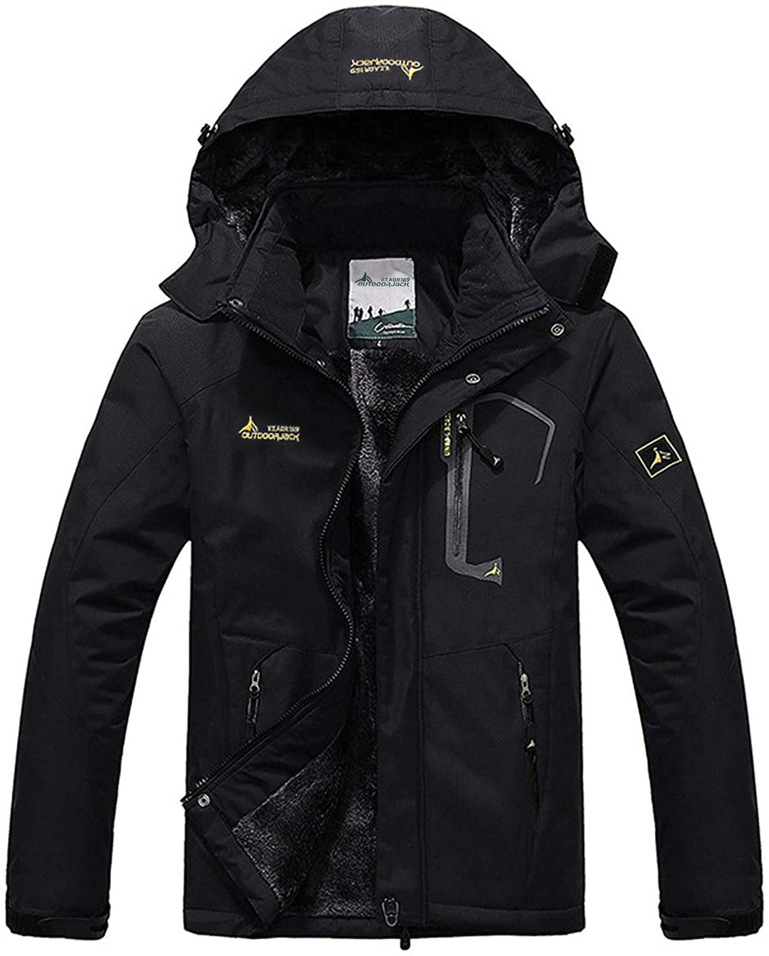 Memoryee Herren Ski Jacke Warmer Gefüttert Winter Fleece Mantel Wasserdichter mit Abnehmbarer Kapuze
