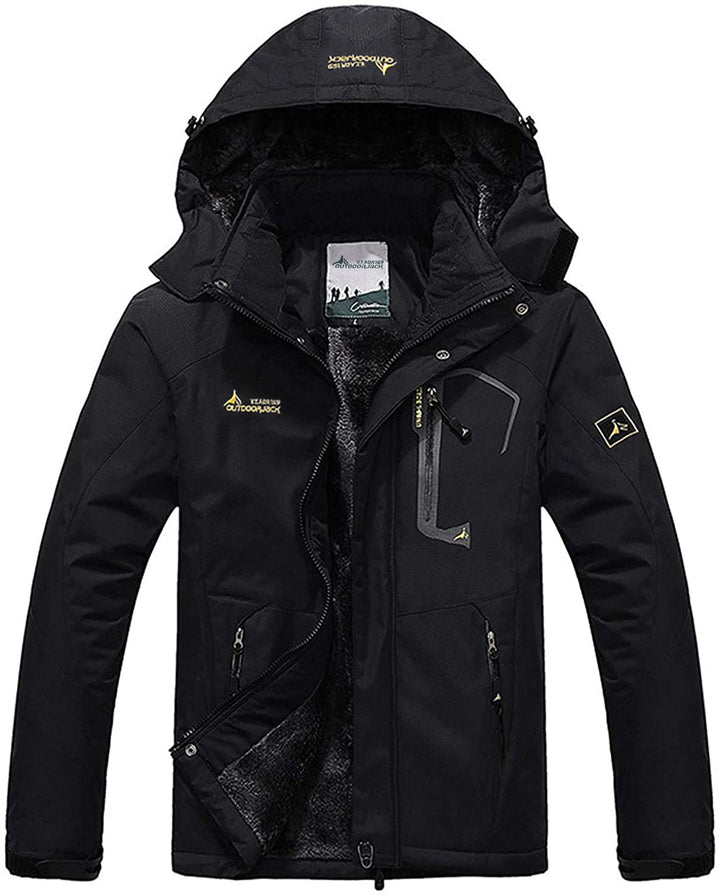 Memoryee Herren Ski Jacke Warmer Gefüttert Winter Fleece Mantel Wasserdichter mit Abnehmbarer Kapuze