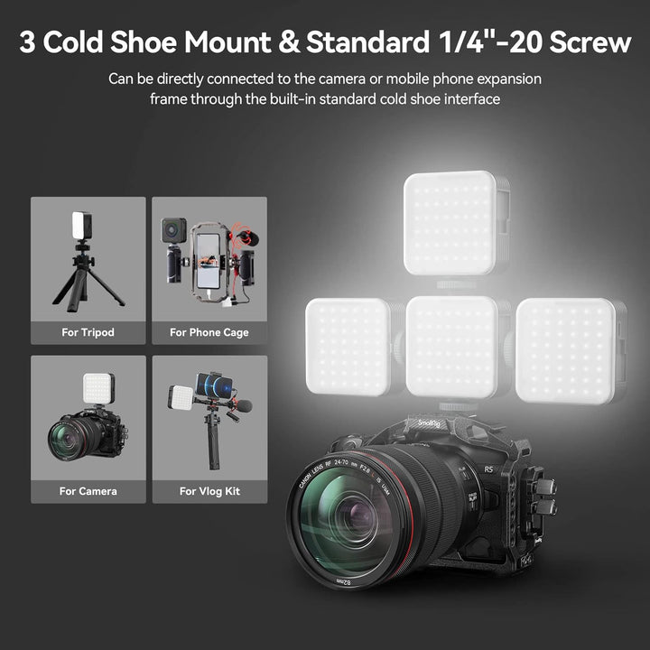 SMALLRIG RGB-Videoleuchte mit Integriertem 2500mAh-Akku, 108 RGB-Perlen Video Licht RGB mit 12 Licht