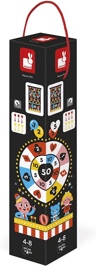Janod - Magnetisches Darts-Spiel zum Thema Jahrmarkt - Geschicklichkeitsspiel Fördert Wendigkeit und