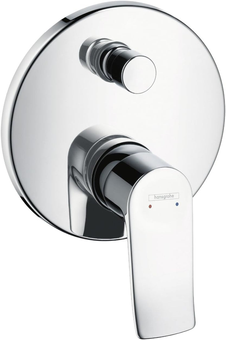 hansgrohe Metris Unterputz Wannenarmatur, für 2 Funktionen, Chrom rund Wanne mit integrierter Sicher