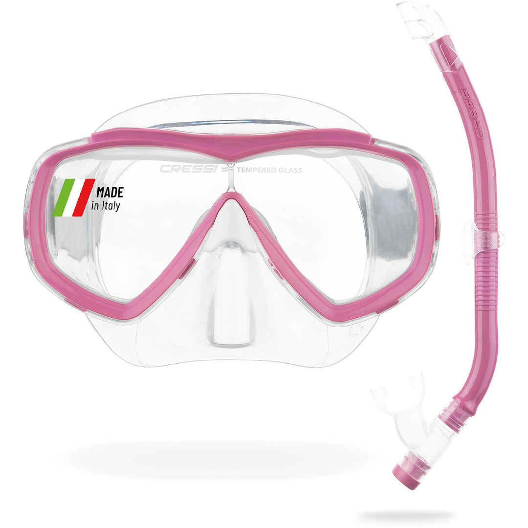 Cressi Estrella Jr - Maske zum Tauchen und Schnorcheln Transparent/Rosa Maske + Schnorchel, Transpar