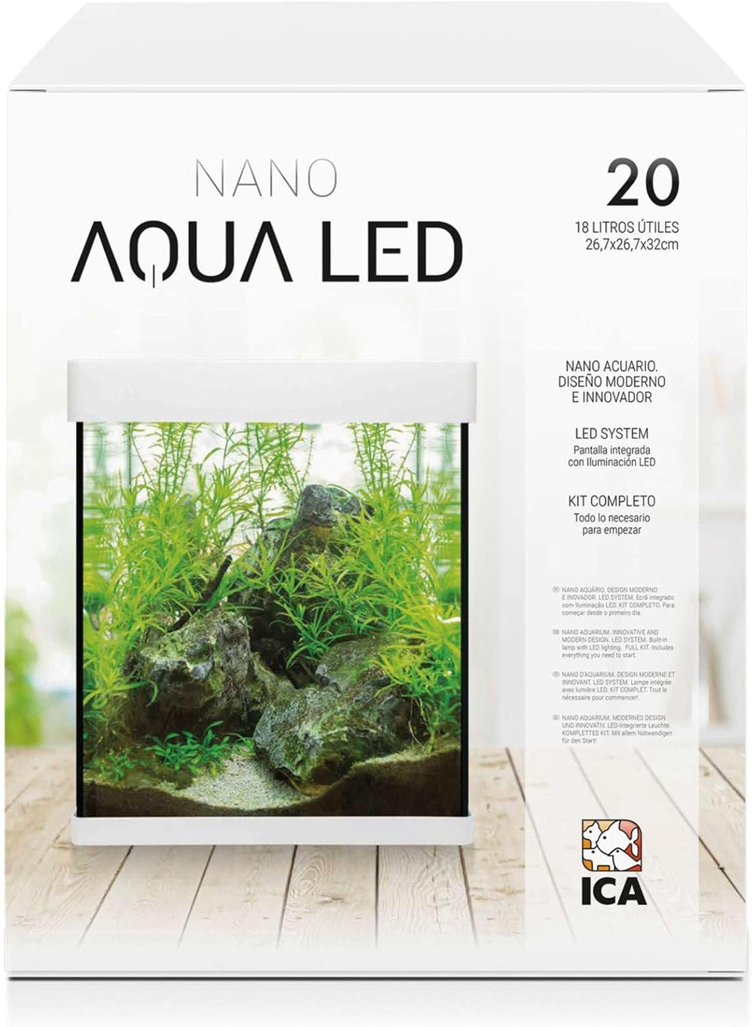 ICA KNA20 Nano AquaLED Crystal 20 Nano Aquarium, 20 Liter weiss 20 LITROS, weiss 20 LITROS